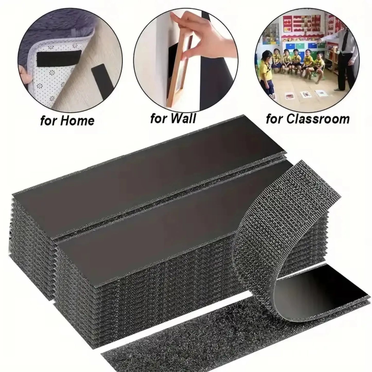 Waterproof Self Adhesive Heavy Duty Double Sided Hook and Loop Strips | Reusable Adhesive Mounting Tape Strong Stick for Wall Hanging Picture Frames Cable Organizer DIY Home Decor Office Organization.