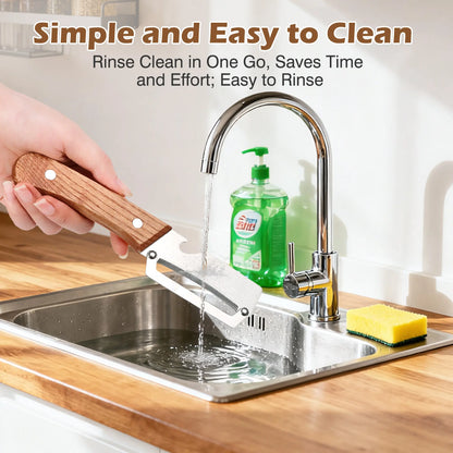 Set of 2 Ergonomic Wooden-Handled Vegetable and Fruit Peelers with Stainless Steel Blades and Integrated Bottle Opener